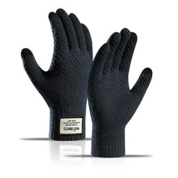 Gants de ski hommes et femmes gants à écran tactile extensibles gants de textos tricotés chauds coupe-vent couleur unie mitaines L221017