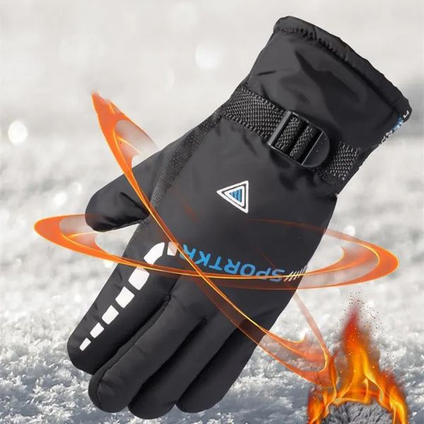 Gants de ski Hommes gants de Ski d'hiver coupe-vent thermique Sport de plein air cyclisme gants de vélo vélo moto randonnée Camping gants chauds pour les mains 231023