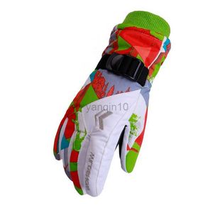 Gants de ski nouveaux enfants enfants hiver chaud couleur unie gants garçon filles ski mitaines à manches longues coupe-vent imperméable épaissir gants chauds HKD230727