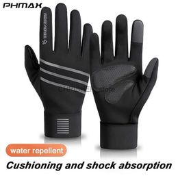 Skihandschoenen PHMAX Outdoor Warme Handschoenen Skihandschoenen Winter Winddicht Waterdicht Touchscreen Fleece Antislip Winterfietshandschoen Zwart HerenL23118