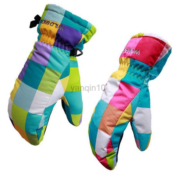 Gants De Ski Plaid Chaud Garçon Fille Gants De Ski Chauffants Imperméables Enfants Snowboard Mitaines Sports D'hiver En Plein Air Enfants Gant Montagne Bébé Mitaine HKD230727 HKD230727