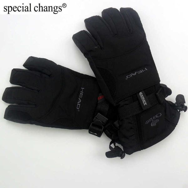 Gants de ski Tête professionnelle Gants de ski thermique imperméables à l'eau pour hommes Moto sports d'hiver en plein air L221017