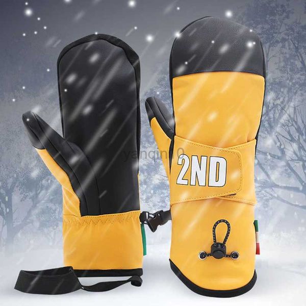 Gants de Ski Professionnel Snowboard Gants de Ski Imperméable Hiver Thermique Neige Mitaines Ski Motoneige Poignet Corde Hommes Femmes PU Téléphone Tactile HKD230727