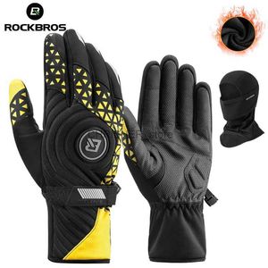 Skihandschoenen ROCKBROS Fietshandschoenen Winter Warm Motor Lange Vinger Fietshandschoenen Scherm Touch Ski Sporthandschoenen Wandelen Thermische MittenL23118