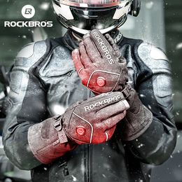 Gants de ski ROCKBROS gants de vélo Moto gants de ski écran tactile imperméable hiver respirant Moto plus chaud gants de chauffage thermique 231102