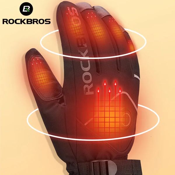 Gants de ski ROCKBROS gants chauffants Ski moto écran tactile hiver étanche Rechargeable 4000mAh batterie gants chauffants électriques intelligents 231102