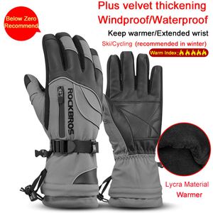 Ski Gloves ROCKBROS official Motorcycle Waterproof Fleece Thermal Snowboard Snowmobile Winter Snow Bike 230925