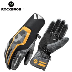 Gants de ski ROCKBROS gants de cyclisme chauds hiver coupe-vent imperméable moto vtt gants hommes TPU écran tactile vélo électrique Scooter 231120