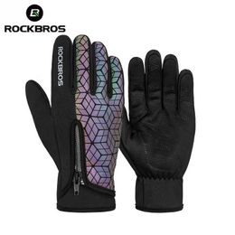 Guanti da sci ROCKBROS Winter Bicycle Touch Screen Thermal Fleece Arrampicata Sci Bike Uomo Donna Antivento Caldo Ciclismo L221017