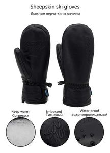 Gants de ski en peau de mouton gants de neige glacée accessoires de plein air imperméable portable snowboard mitaine Ski paume cinq doigts UnsexL231244