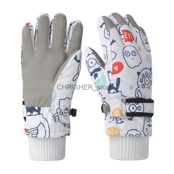 Gants de ski Gants de ski thermiques imperméables épaissis gants rembourrés équipement d'hiver chaud pour le snowboard ski alpinisme course pour garçons L23118