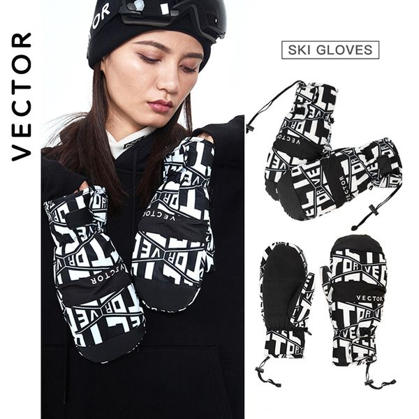 Guantes de esquí gruesos para hombre 2 en 1 mitones Snowboard mujer nieve invierno deporte cálido impermeable a prueba de viento esquí Faux Leather Plam 230617