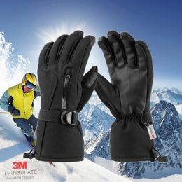 Gants de ski Thinsulate hiver chaud Snowboard gants de Ski imperméable hommes femmes neige Ski motoneige moto tactile téléphone 2024 poignet corde 231114