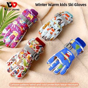 Skihandschoenen WEST BIKING Warme winterhandschoenen voor kinderen Waterdichte sneeuwhandschoenen Leren wanten Snowboard thermische handschoenen Man Ride Ski-accessoires HKD230727