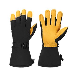 Gants de ski d'hiver en cuir de vache pour hommes et femmes, gants d'équitation, de moto, de vélo de montagne, de cyclisme, coupe-vent, imperméables, pour l'extérieur, 296G