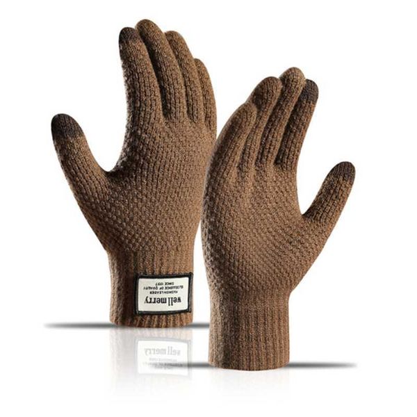 Gants de ski hiver gants tricotés acrylique écran tactile extensible thermique chaud tricoté épais polaire doublé textos L221017