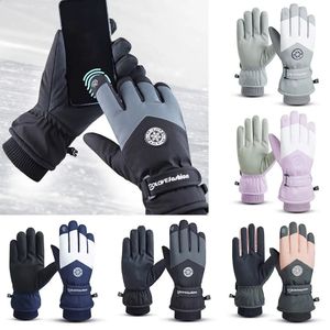 Guantes de esquí Snowboard de invierno Cuero de PU Pantalla táctil antideslizante Impermeable Motocicleta Ciclismo Polar Cálido Montar 231109