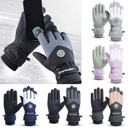 Luvas de esqui inverno snowboard luvas de esqui couro do plutônio antiderrapante tela sensível ao toque à prova dwaterproof água motocicleta ciclismo velo quente equitação luvasl23118