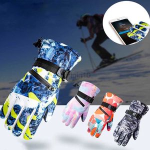 Gants de ski Hiver Snowboard Gants de ski PU Cuir Écran tactile antidérapant Moto Imperméable Cyclisme Polaire Gants de neige chauds HKD230727