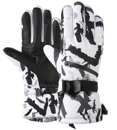 Gants de ski hiver snowboard gants de ski en cuir PU anti-dérapant écran tactile imperméable moto laine chaud neige gants unisexe 230725