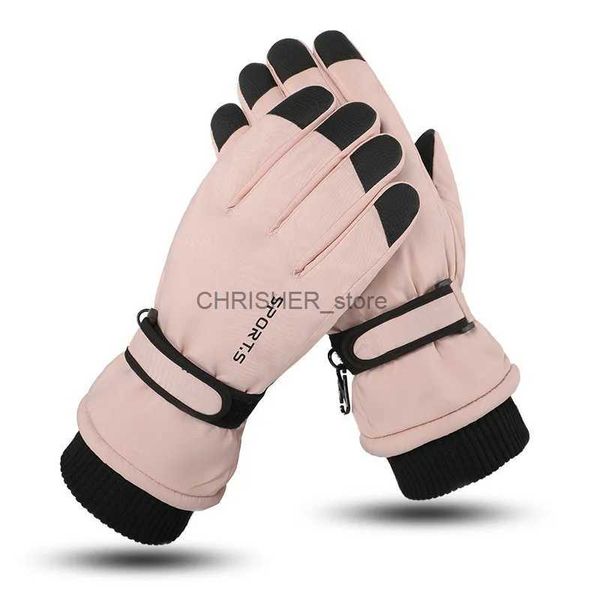 Guantes de esquí para mujer, manoplas impermeables a prueba de viento, extra cálidas, guantes de algodón para esquí y nieve, guantes con pantalla táctil para niñas, motocicleta, ciclismo, deporte L23118