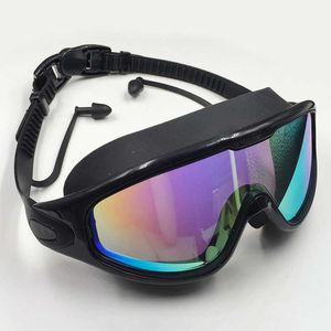 Gafas de esquí para adultos, gafas de natación ajustables, antivaho, gafas de piscina impermeables con tapones para los oídos, gafas de natación grandes unisex L221022