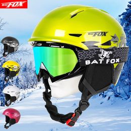 Skibril BATFOX Lichte skihelm met veiligheid Integraal gevormde snowboardhelm Motorskiën Sneeuwman Heren Dames Kind Kinderen 231102