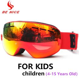 Skibril Benice Kinderski-snowboardbril voor kinderen UV400 Dubbellaags anticondensjongen Meisje Sferische lens Grote sneeuwskibril 231024