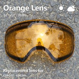 Skibril COPOZZ 201 Lens Voor Antifog UV400 Grote Sferische Bril Sneeuw Brillen Lenzen VervangingLens Alleen 231114