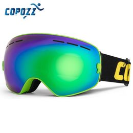 Ski Goggles Copozz Brand Dubbele lagen UV400 Antifog Big Glazen ing masker Snowboard Men Women Snow Gog201 Pro 221130