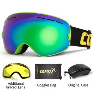 Skibril COPOZZ merk skibril 2-laags lens antifog UV400 dag en nacht sferische snowboardbril heren dames skiën sneeuw Set 230824