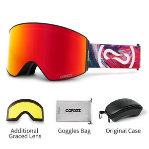 Lunettes de ski COPOZZ lunettes de ski professionnelles magnétiques Protection UV400 lunettes de ski anti-buée pour hommes femmes lunettes de snowboard à changement rapide 231113
