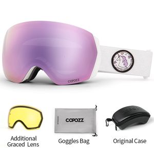 Skibril COPOZZ Heren Dames UV400 Antifog Brillen Sneeuwbril Volwassen snowboardbril met nachtgele lens en kofferset 230830