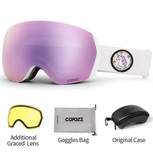 Gafas de esquí COPOZZ Gafas de esquí para hombres y mujeres UV400 Gafas de esquí antivaho Gafas de nieve Gafas de snowboard para adultos con lentes amarillo nocturno y juego de estuche 231021