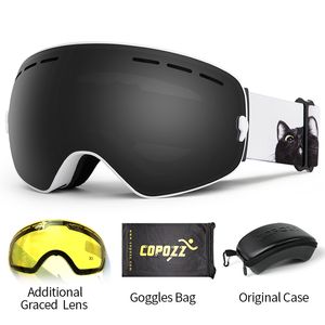 Lunettes de ski COPOZZ avec étui lentille jaune UV400 antibuée lunettes sphériques Ski hommes femmes boîte à neige ensemble 230918