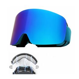 Skibril Cilindrische magnetische skibril voor heren Dames Dubbele lens Anti-condens Sneeuwbril Masker Grote winddichte UV-snowboardbril 230918