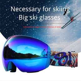 Skibril dubbellaags met verstelbare spiegelriem UV400-bescherming Antifog Winddicht masker voor volwassenen Filtering van sterk licht 230918