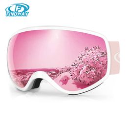 Gafas de esquí Findway 310 años Gafas de esquí para niños Protección UV antivaho ajustable para niñas Esquí Snowboard Deportes 230904
