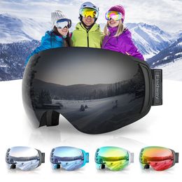 Lunettes de ski Findway Aldult 100% UV 400 Protection-lentille interchangeable Anti-buée sur lunettes Snowboard pour femmes hommes 221122