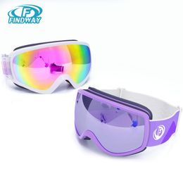 Gafas de esquí Findway Masker Anak anak Kacamata Anti UV Kabut OTG Kompatibel dengan Helm Snowboard Olahraga Musim Dingin 230905