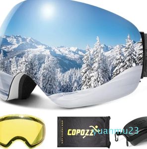 Lunettes de Ski sans cadre antibuée, ensemble de lentilles de nuit, Protection Snowboard, sangle antidérapante, neige pour hommes et femmes