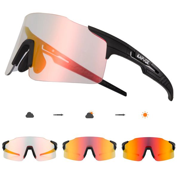 Lunettes de ski KAPVOE lunettes de soleil de cyclisme pochromiques rouge ou bleu vélo homme lunettes de sport de plein air cyclisme lunettes VTT lunettes lunettes de vélo 231219