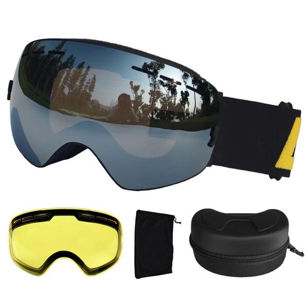 Lunettes de Ski LOCLE antibuée UV400 lunettes Double couches Ski Snowboard neige lunettes avec une lentille éclaircissante 231127