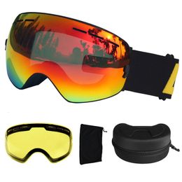 Óculos de Esqui LOCLE Camadas Duplas Antiembaçante UV400 Óculos Esféricos Óculos de Snowboard Óculos de Neve Lente Brilhante 221123