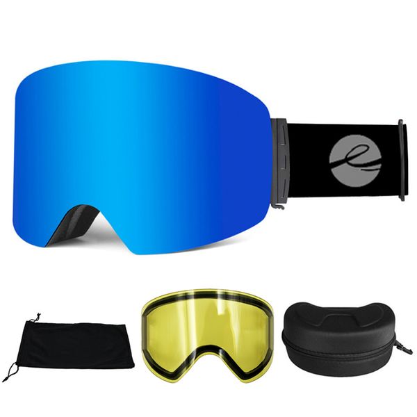 Gafas de esquí LOCLE Goggle Hombres Máscara OTG Gafas de esquí cilíndricas Protección UV400 sobre las gafas Capas dobles Antiniebla 230909