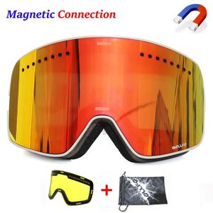 Gafas de esquí Magnéticas Antifog UV400 Lentes de doble capa Snowboard Esquí para hombres Mujeres Gafas Gafas Lente agraciada 231127