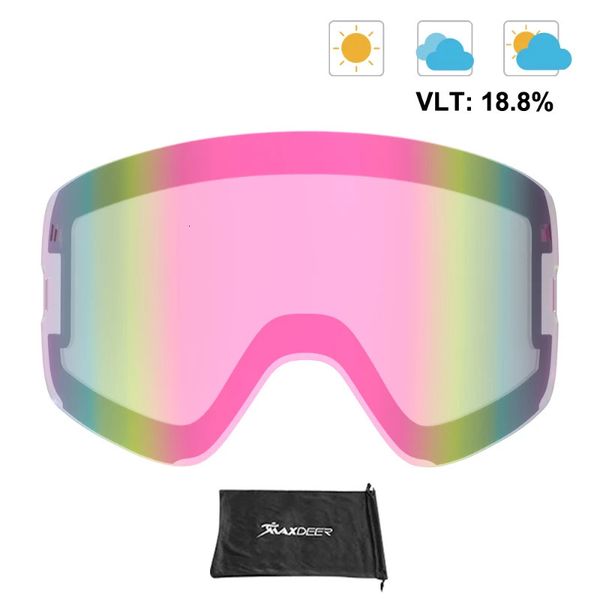 Gafas de esquí Lentes magnéticas Anti niebla UV400 Múltiples colores Reemplazo Visión nocturna Gafas de esquí en nieve amarillas Lentes 231114