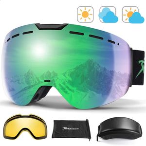 Skibril Magnetische Mannen Vrouwen Dubbele Lagen Lens Anti condens UV400 Bril Sneeuw Motor Skiën Sneeuwscooter Snowboard 231109