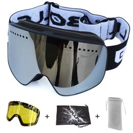 Skibril Magnetische skibril Anticondens UV400 Dubbele lagen lens Snowboarden Skibril voor heren Dames Skibril Brillen Gele lens 231115