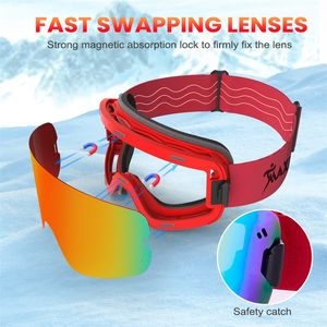 Ski Goggles Magnetic Ski Goggles Set Anti-Fog 100% UV400 Protection Snow Ggggles Snowboard For Men Women Otg Over Grasses Skiing Eyewear
